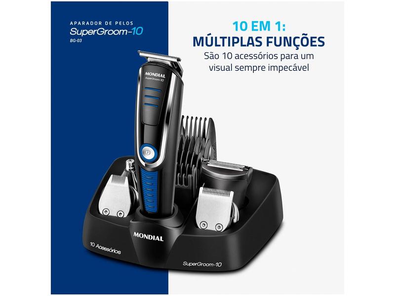 Máquina Cortador Cabelo Barba Pelos Mondial Super Groom 10x1